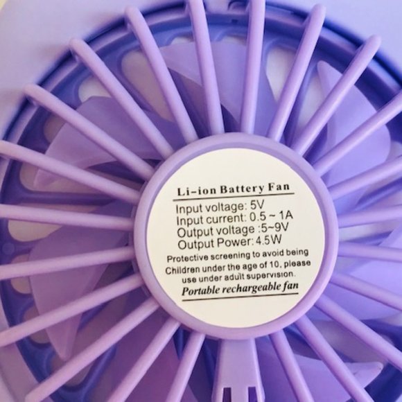 Portable USB Rechargeable Handheld Pocket Mini Fan Purple - Picture 7 of 8